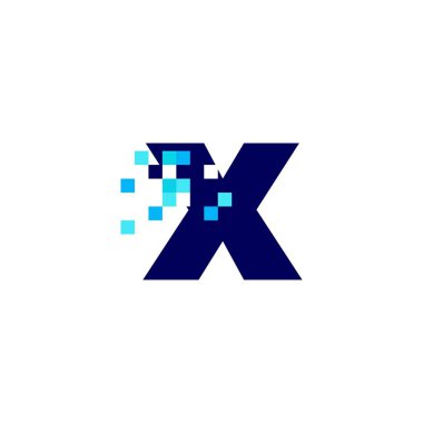 x harfi küçük piksel işareti dijital 8 bit logo vektör illüstrasyonu