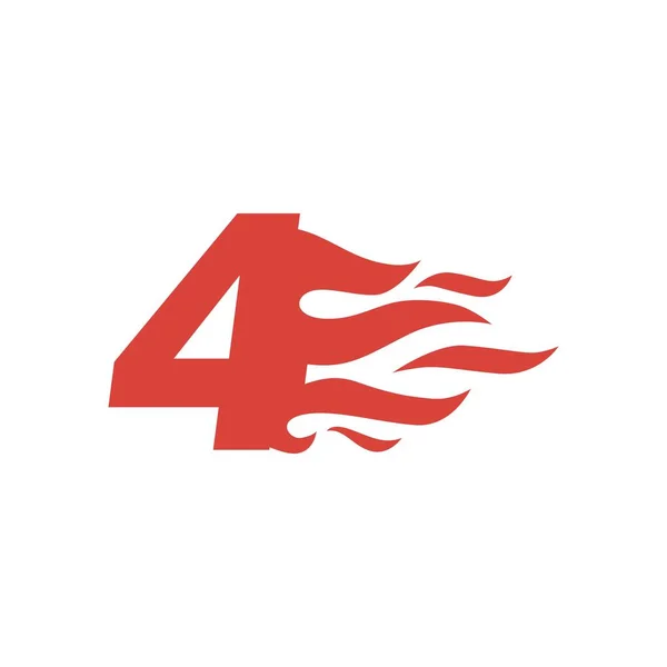 Vier Zahl Feuer Flamme Heiß Logo Vektor Symbol Abbildung — Stockvektor
