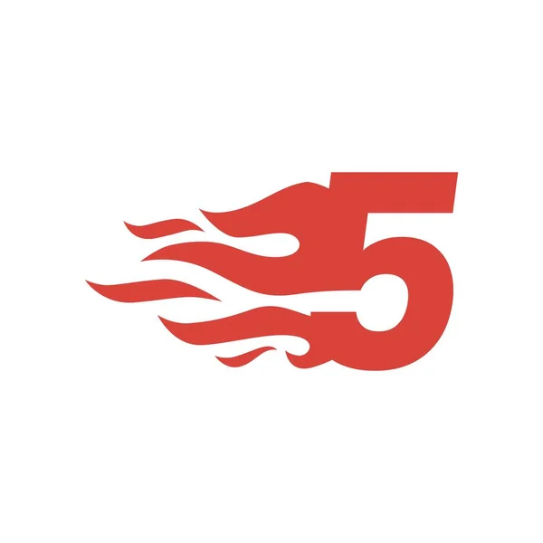 Fünf Zahl Feuer Flamme Heiß Logo Vektor Symbol Abbildung — Stockvektor