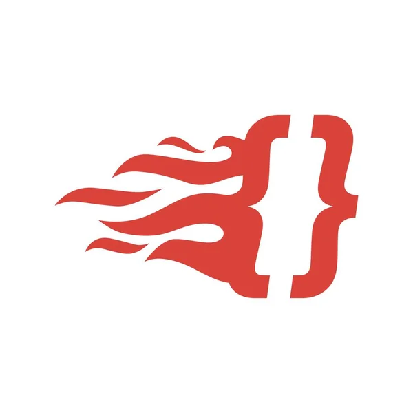 Code Software Web Entwicklung Marke Feuer Flamme Heiß Logo Vektor — Stockvektor
