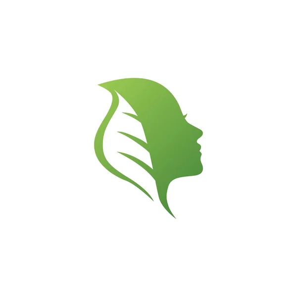 Woman Leaf Logo Vector Icon Illustration — Vector de stock