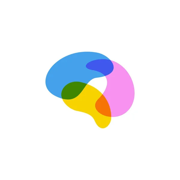 Барвистий Мозок Перекриває Логотип Векторні Ілюстрації Піктограм — стоковий вектор