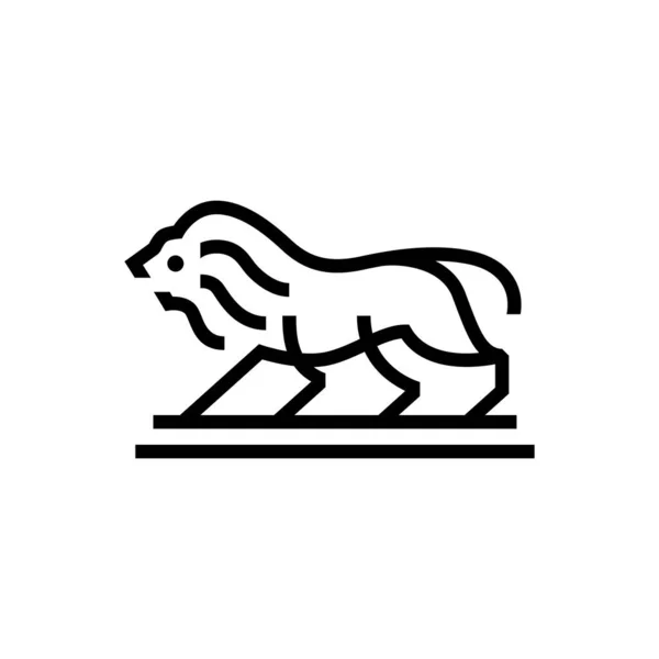 Lion Logo Vector Icon Line Art Outline Download Monoline Illustration — Stockvektor