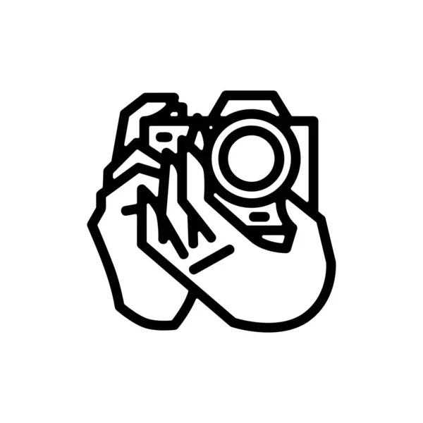 Hands Hold Camera Photography Logo Vector Icon Illustration — 스톡 벡터