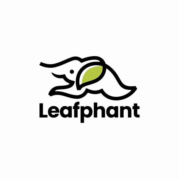 Elephant Ear Leaf Jumping Logo Διανυσματική Απεικόνιση Εικονίδιο — Διανυσματικό Αρχείο