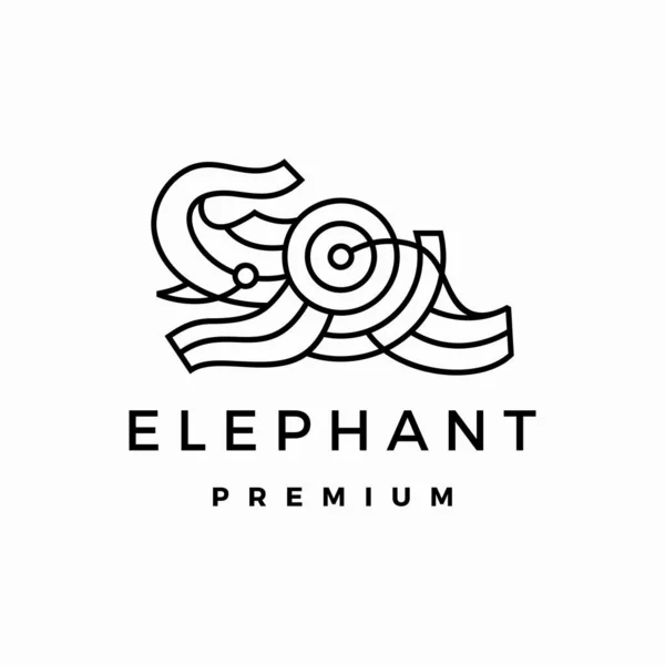 象のラインアウトライン モノラインジャンプロゴベクトルアイコンイラスト — ストックベクタ