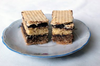 Two piece of Yugoslavia cake made in Romania-Serbia border
