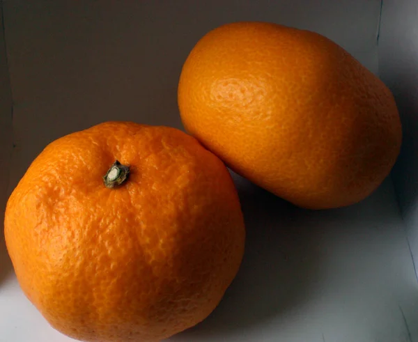 Two Tangerines White Background Box — Fotografia de Stock