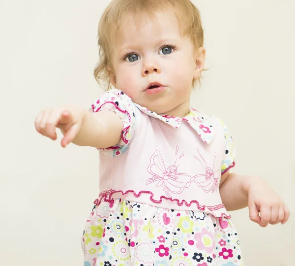 Baby is pointing a finger. — Stock Photo, Image