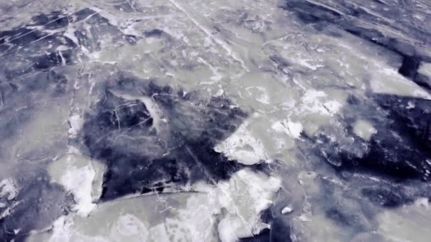 Hielo Cubierto Mar Sin Fin Hermoso Paisaje Vista Aérea Panorámica — Vídeo de stock