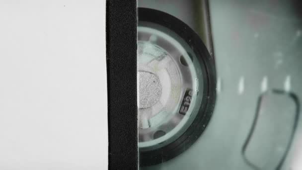 Video Cassette Tape Film Slowly Coiling Reel Obsolete Technology Reel — Stock Video