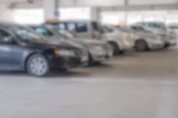 Imagem Desfocada Carros Estacionados Estacionamento Supermercado Vários Andares — Fotografia de Stock
