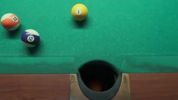 Ballon Est Marqué Dans Poche Jeu Sportif Billard Sur Chiffon — Video