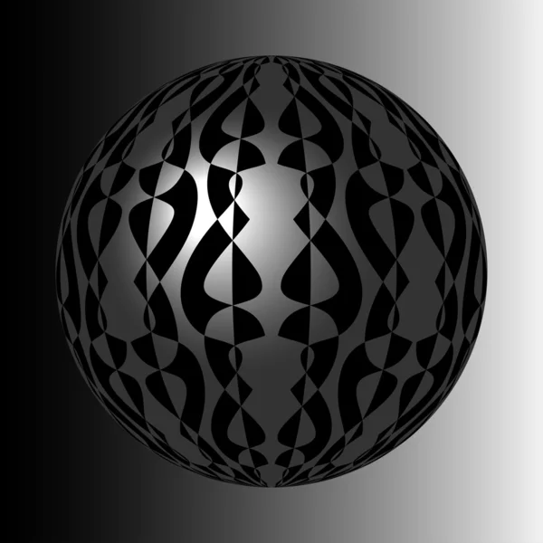 ブラック パターンと光沢のある銀球 — ストックベクタ