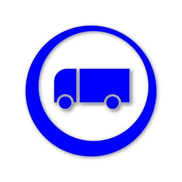 Blauwe vrachtwagen pictogram met schaduwen — Stockvector