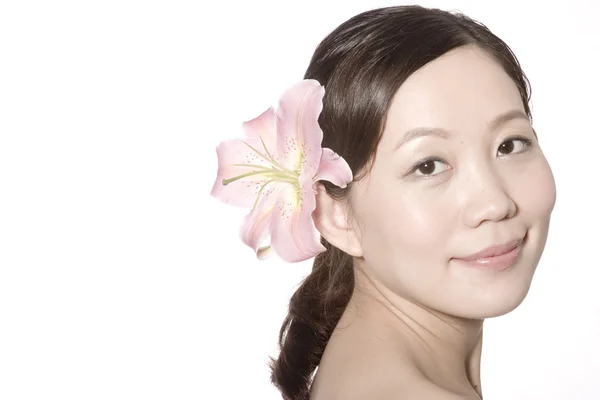 Een Aziatische meisje met mooie huid — Stockfoto