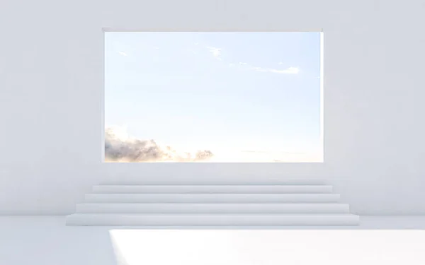 Empty Room Window Frame Nature Background Rendering — Stock Photo, Image