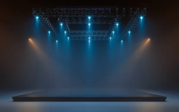 Leere Bühne Mit Lichttechnik Auf Einer Bühne Scheinwerfer Leuchten Auf — Stockfoto