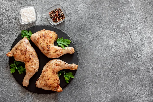 Grilled Chicken Legs Stone Background Space Your Text — Fotografie, imagine de stoc