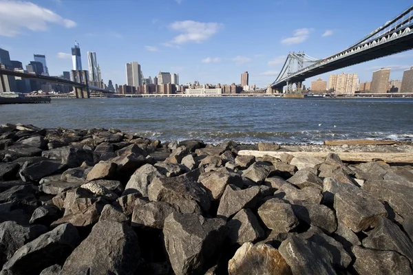 Manhattan von der brooklyn side. — Stockfoto