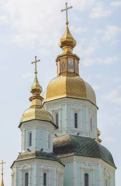 Kupole katedrály sv Basila v Charkově. — Stock fotografie