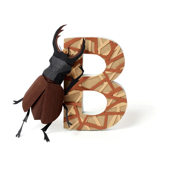 Bug de papel e letra B — Fotografia de Stock