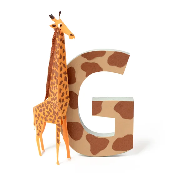 Kağıt zürafa ve g harfi — Stok fotoğraf
