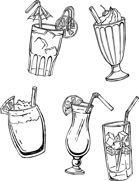 Vasos con bebidas — Vector de stock