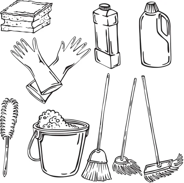 Silueta vectorial de artículos para limpieza — Archivo Imágenes Vectoriales