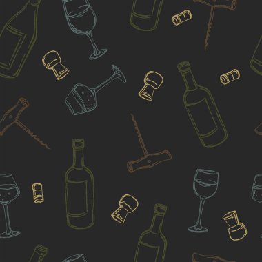 şarap şişeleri ile vektör desen