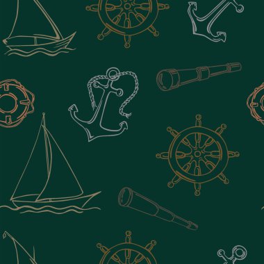 Deniz unsurları ile vektör desen