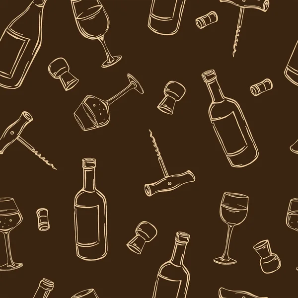 Vector pattern with wine bottles — Stock Vector