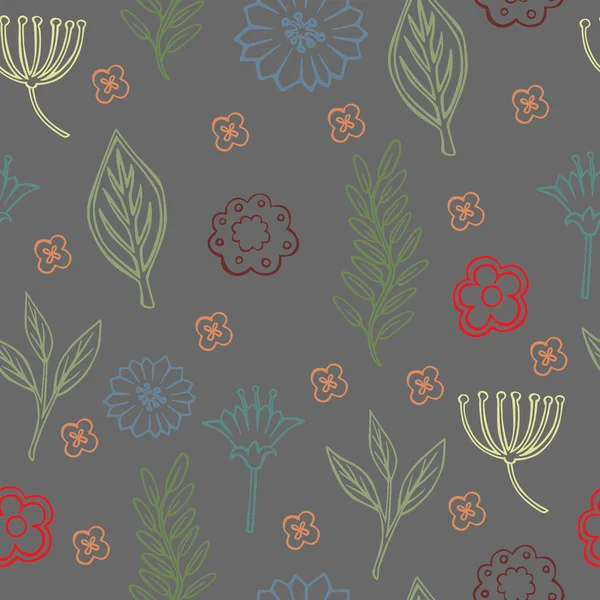 Vector patroon met verschillende bloemen — Stockvector