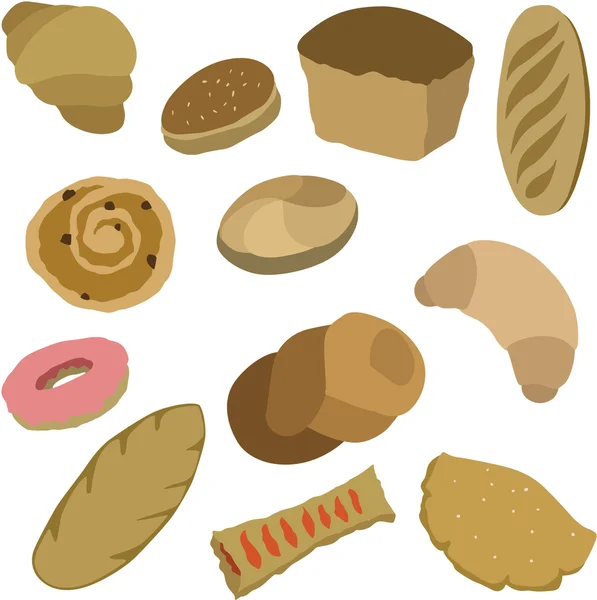 Vector illustration of different pastries — Stock Vector