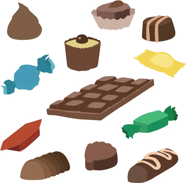 Vector illustration of various sweets — Stock Vector