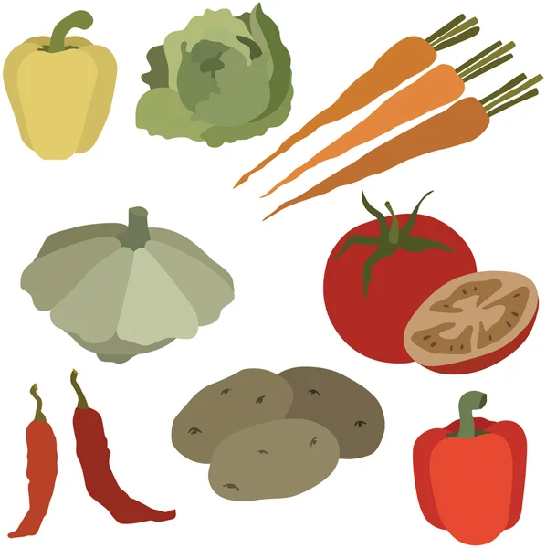 Ilustración vectorial de varias verduras — Archivo Imágenes Vectoriales