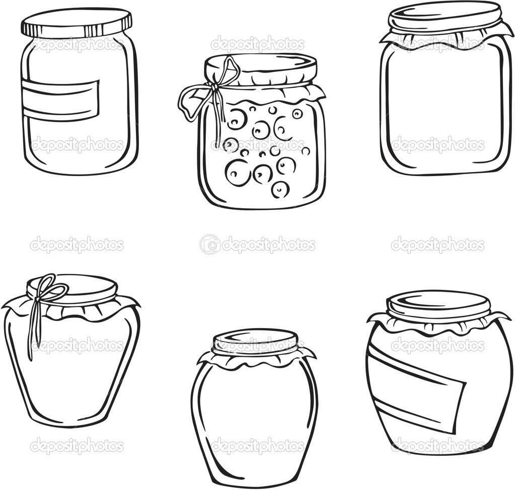 Vector silhouettes of various jars of jam