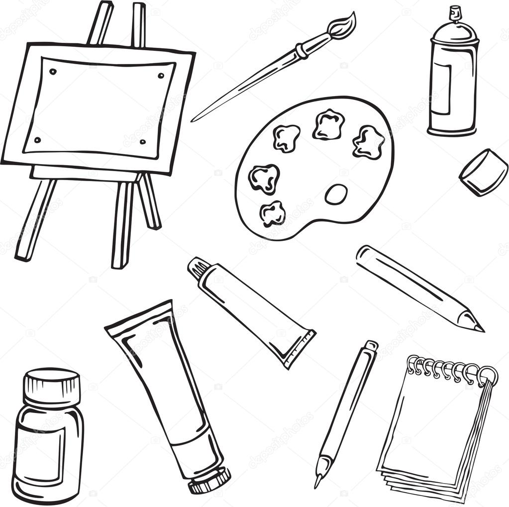 Art supplies vector vectors hi-res stock photography and images