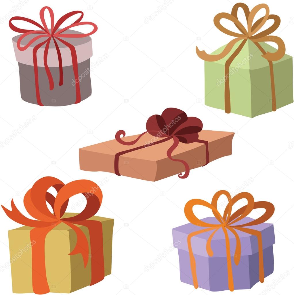 Different vector boxes with gifts