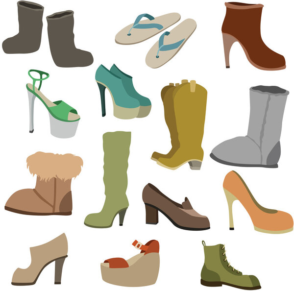 Vector illustration of various shoe