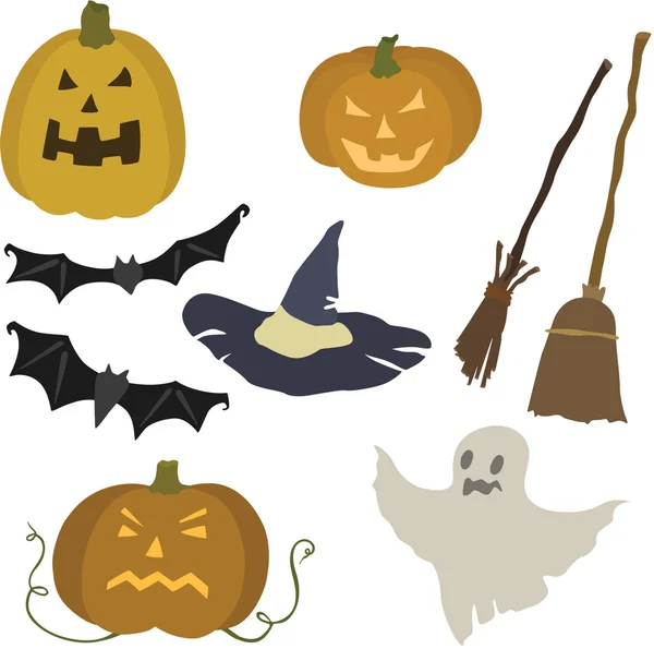 Ilustración vectorial de varios elementos halloween — Archivo Imágenes Vectoriales