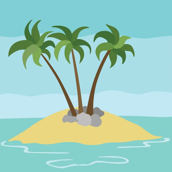 Vector illustration of the island with palm trees — Stock Vector