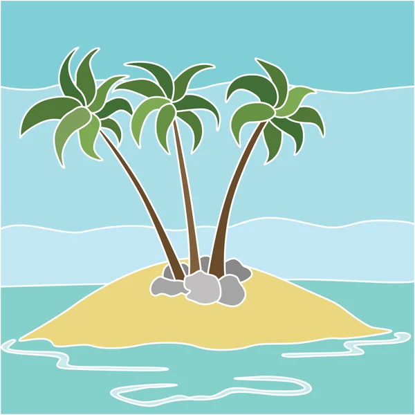 Ilustracja wektorowa na wyspie z palmami — Wektor stockowy
