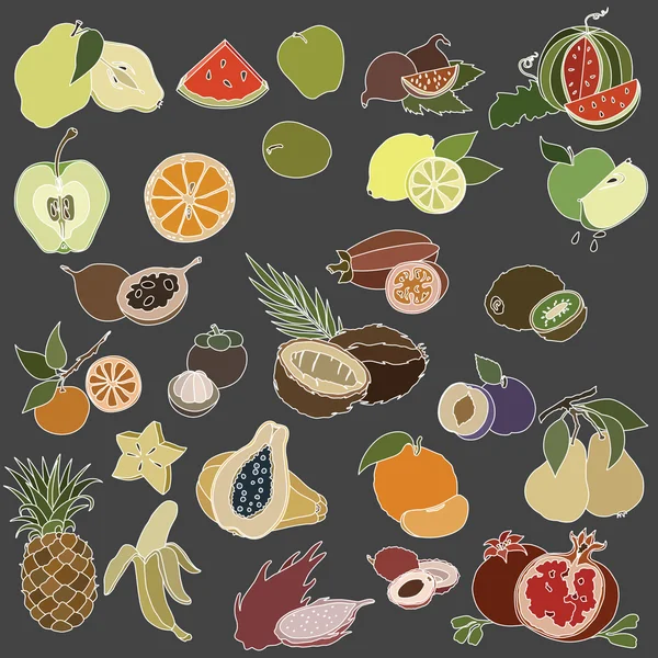 Vektorillustration verschiedener Früchte — Stockvektor