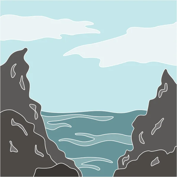 Illustrazione vettoriale di mare e rocce — Vettoriale Stock