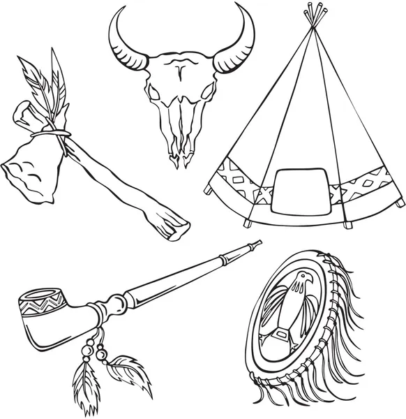 Illustrazione vettoriale di sagome di vari elementi dell'India — Vettoriale Stock