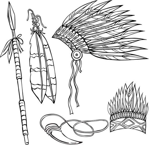 Hindistan'ın çeşitli unsurların siluetleri vektör çizim