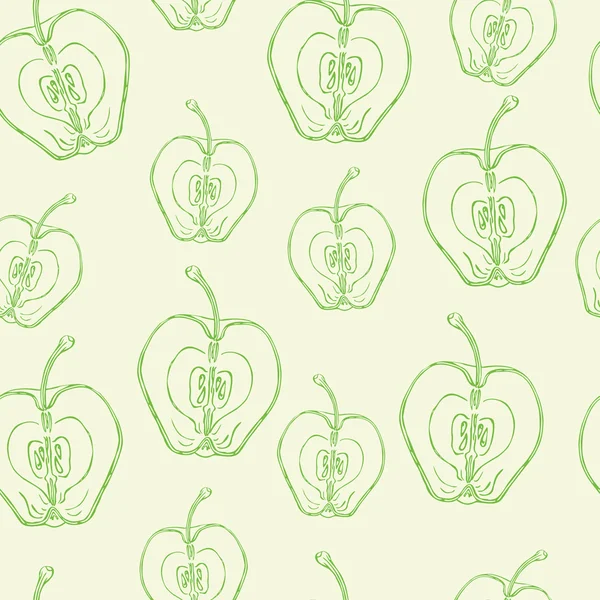 Patrón sin costura vectorial con rodajas de manzana — Archivo Imágenes Vectoriales