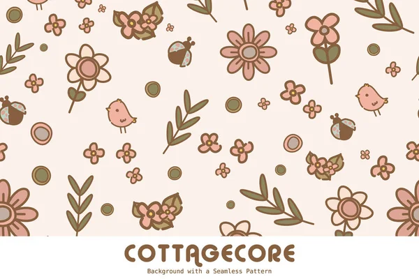 Cottagecore Scandinave Esthétique Fond Écran Sans Couture Modèle Pastel Couleur — Image vectorielle