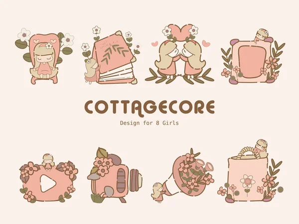 Cottagecore Scandinavian Aesthetic Element Pastel Color Illustration — Stock Vector